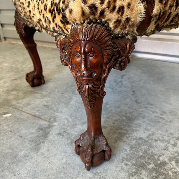 Vintage Carved Arm Chair with Lion and Eagle Heads - Picture 2 of 10